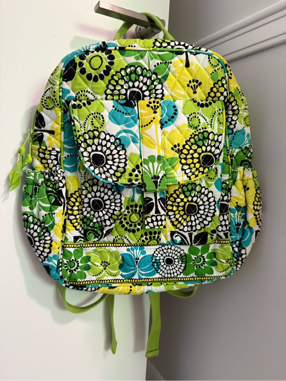 Vera Bradley Quilted Limes Up Backpack NWOT
